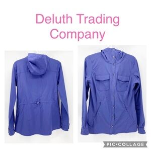 Duluth Trading Flexpedition Shacket Hooded Purple Outdoor hiking camping